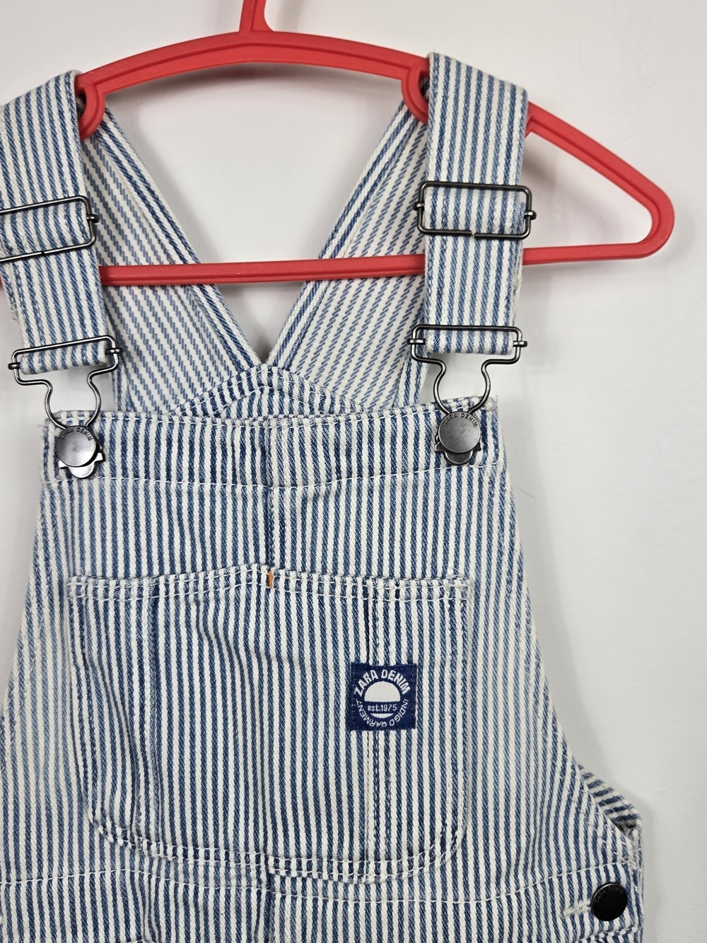 New Zara Kids Hickory Stripe Denim Overalls Dungarees 3-4Y - Picture 3 of 9